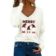 thumbnail image 2 of Lroveb Christmas Shirts for Women Casual Tops Blouse Winter Tunic Top V Neck Tee Loose Fit Long Sleeve Tshirts Graphic T Shirts, 2 of 5