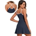 thumbnail image 2 of Women’s Ribbed One Piece Swimsuits Modest Swim Dress Tummy Control Adjustable Straps Bathing Suit with Pockets, 2 of 9