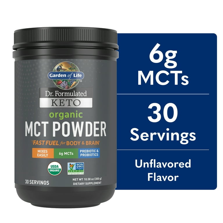 Garden of Life Dr. Formulated 30ct, Keto MCT Powder Jar, Organic