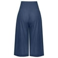 thumbnail image 3 of Gomelly Ladies Palazzo Pant High Waist Bottoms Baggy Capri Pants Women Lounge Beach Trousers Wide Leg Navy Blue XL, 3 of 7