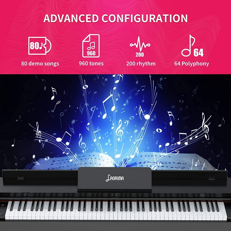 TENB Beginner Digital Piano,88 Key Full Size Semi Weighted Keyboard,Built  in Speakers and Power Supply,Home Digital Piano USB / MIDI / Pedal / Audio  / Headphone,Suit for Kids,Adults,Beginner : : Musical Instruments