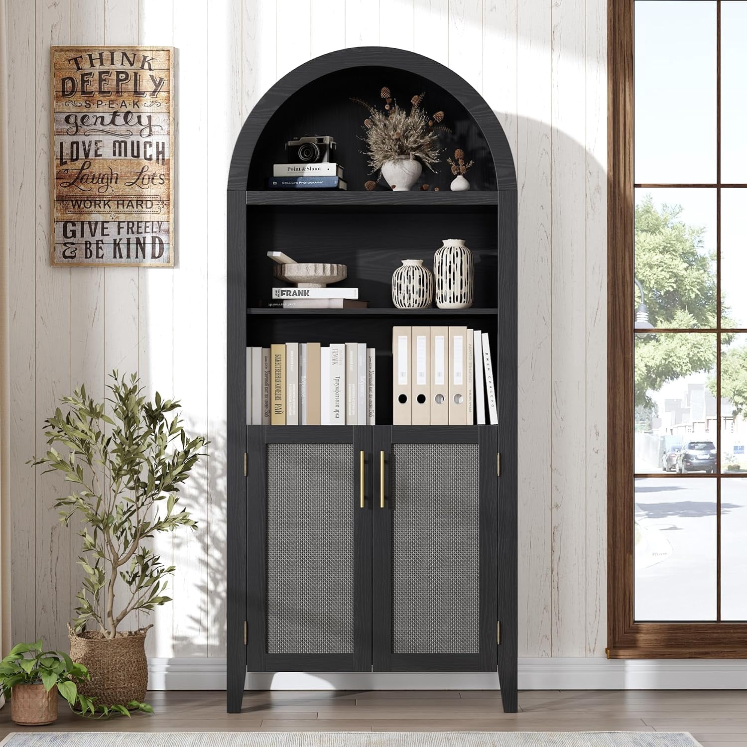 Prepac Milo Mid-Century Modern Bookcase with Inlet Shelves, Two