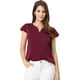 thumbnail image 2 of Camiseta Manga Tulipán Cuello En V Allegra K para Mujer Borgoña S, 2 of 6