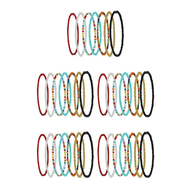 Minnieouse 7 Pieces Boho Handmade Beads Anklets Jewelry Style Multilayered Bohemian Hand Elastic Beaded Bracelets Foot Chain Type2 NO2 Minnieouse CBP585392