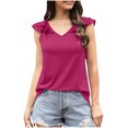 thumbnail image 2 of Fesfesfes Womens T-Shirts Women Fashion Summer Tops For V-Neck Ruffle Sleeve Tops Casual Sleeveless Layering Shirts for Women 4(S), 2 of 8