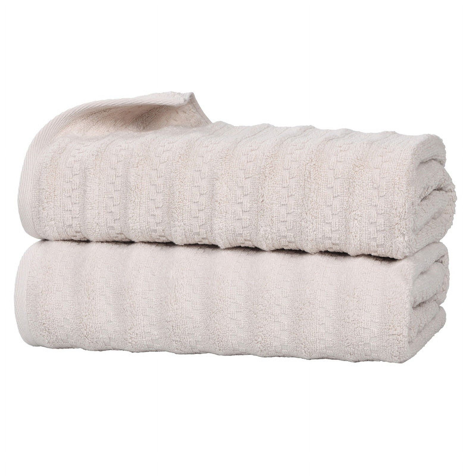 Superior Zuma Waffle Textured Stripes Cotton 2 Piece Bath Sheet Set, Zero Twist Absorbent Towels, Silver