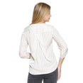 thumbnail image 3 of Blusa Para Mujer Con Escote V Manga 3/4 Clor Ivory Rayas Casual 550393 blanco M INCÃGNITA 550393, 3 of 5