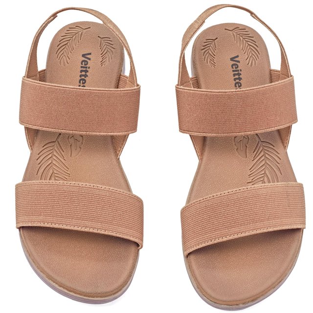 Sandalias planas Veittes para mujer, informales, elásticas, con tiras