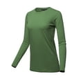 thumbnail image 2 of A2Y Women's Basic Solid Soft Cotton Long Sleeve Crew Neck Top Shirts Army Green M, 2 of 3
