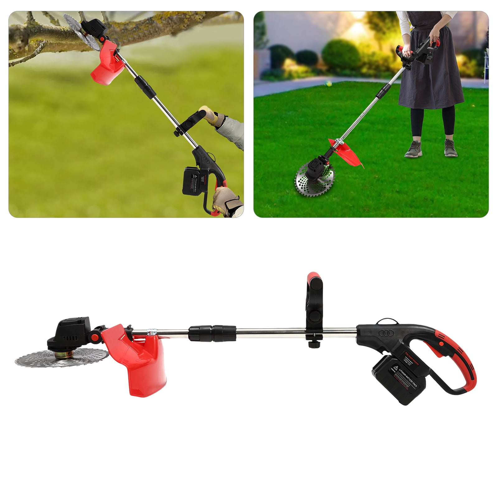Cordless String Trimmer with Dual 30000mAh Lithium-Ion Batteries, Copper Core Brushless Motor, Adjustable Blade, Alloy Saw Blade – Safe, Lightweight, and Complete Accessories for Lawn Care