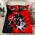 thumbnail image 2 of Castle Fairy Dirt Bike 4pcs Bed Sheets,Watercolor Splash King Sheets,Black Red Super Cozy Sheet Set,Ultra Soft Extreme Sport Home Decor, 2 of 7