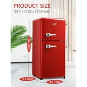 Krib Bling 3.5Cu.ft Compact Refrigerator with 7 Level Thermostat, Mini Fridge with Freezer, 2 Door Portable Fridge with Removable Glass Shelves, Suitable for Kitchen, Apartment, Dorm, Bar Red