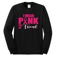 thumbnail image 2 of I Wear Pink for My Friends Survivor Awareness Mens Long Sleeve Shirt, Black, Small, 2 of 3