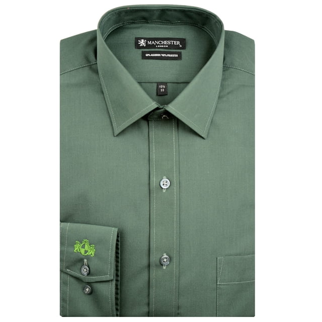 Manchester Camisa de Vestir Regular Fit Militar, 18" Cuello 34" Manga Manchester 5062G