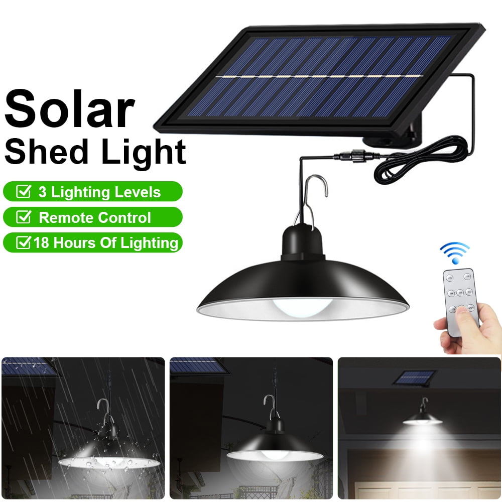 G · PEH Solar Pendant Lights, Solar Shed Lights by Remote Control Solar