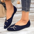 thumbnail image 2 of Rokment Women's Metallic Ballet Flat Dressy Shoes Elegant Fashion Casual Leather Buckles Pointed Toe Slip on Walking Loafers Bridal Glitter Dress Shoe Spring Fall Blue Size 9.5, 2 of 6