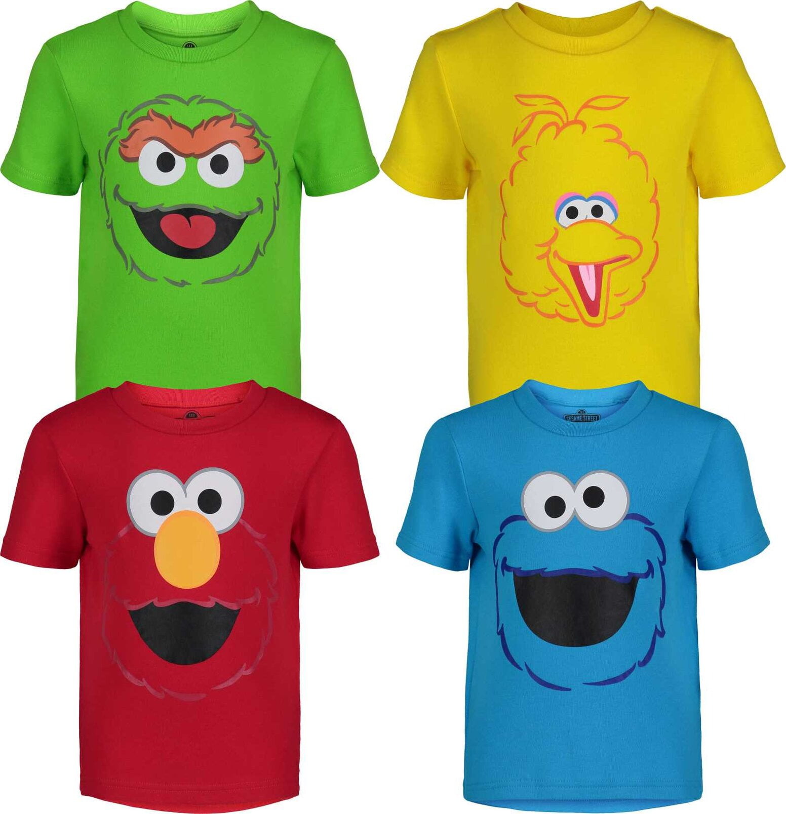 Sesame Street Elmo Cookie Monster Big Bird Toddler Boys 4 Pack T-Shirts ...