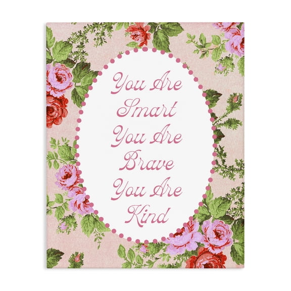 Stupell Industries Cottage Smart Brave & Kind with Vintage Florals Canvas Art, 16 x 20, by Lil' Rue