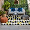 thumbnail image 2 of Cute Lemon Summer Outdoor Rug for Patio/Deck/Porch, Non-Slip Large Area Rug 4 x 6 Ft, Farmhouse Floral Black Buffalo Plaid Indoor Outdoor Rugs Washable Area Rugs, Reversible Camping Rug Carpet Runner, 2 of 8