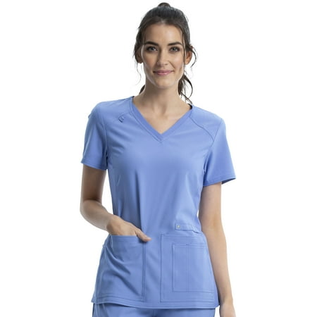 

Cherokee Iflex Women s Scrubs Top V-Neck Knit Panel CK605