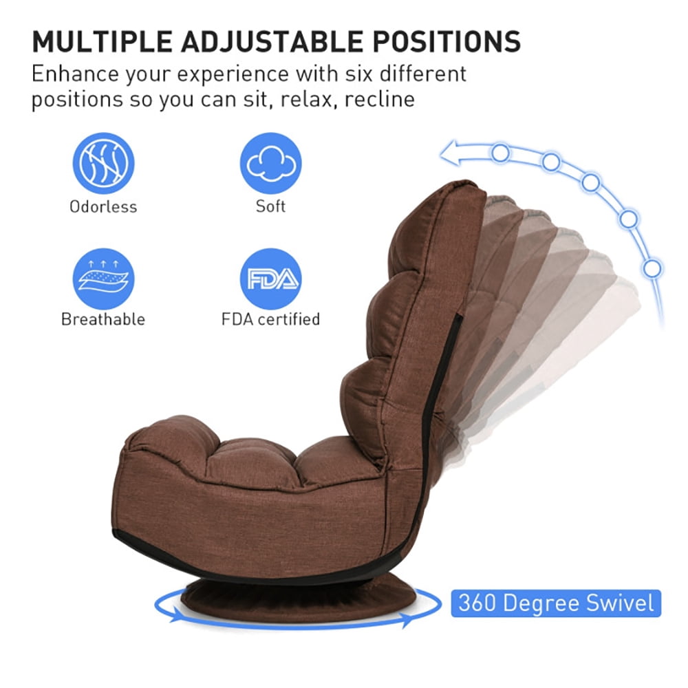 Finihen 360 Degree Swivel Floor Chair, 5-Position Folding Floor Gaming Chair, Lazy Lounge Chair for Relaxing Reading Gaming TV Watching, Rustic Brown Finihen 360 Degree Swivel Floor Chair, 5-Position Folding Floor Gaming Chair, Lazy Lounge Chair for Relaxing Reading Gaming TV Watching, Rustic Brown