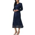 thumbnail image 4 of INSPIRE CHIC WOMLAYOUT Women's Sequin Sparkly Dresses Long Sleeve V Neck Cocktail Party Midi Dress M Deep Blue, 4 of 6