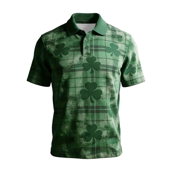 DGMIOCS Mens Short Sleeve Polo Stretch Slim Fit Construction Green L
