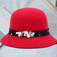 thumbnail image 5 of Lroveb Bucket Hats for Women Woolen Hat Fall Winter Korean British Retro Sunshade Fisherman Dome Top Hat, 5 of 5