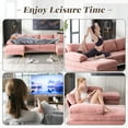 thumbnail image 4 of Villeston 110.63'' Sectional Sofa with Movable Ottoman,Reversible Couch for Living Room,4-Seat,Pink, 4 of 7