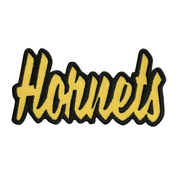 Hornets - Yellow/Black - Team Mascot - Words/Names - Iron on Applique/Embroidered Patch
