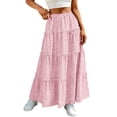 thumbnail image 3 of Diufon Womens Maxi Skirt Summer Casual Ruffle Tiered Elastic Waist Long Skirts Hollowed-out Boho Flowy Skirt, 3 of 9