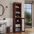 thumbnail image 2 of 100% Solid Wood 16.5" Bathroom Storage Cabinet with Clear Glass Doors and Adjustable Shelves, 2 of 5