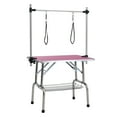 thumbnail image 5 of 46" Folding Dog Pet Grooming Table, Stainless Steel Frame, Rubber Mat, Adjustable Arm and Clamps, Pink, 5 of 9