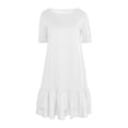 thumbnail image 5 of Women's Casual Short Sleeve T-Shirt Dress, Round Neck Loose Fit Solid Color with Ruffle Hem, Lightweight Summer Mini Dress for Vacation & Daily Wear, 5 of 7
