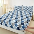 thumbnail image 3 of jejeloiu Geometric Abstract Patchwork Full Size Sheets,Abstract Circle Rhombus Bed Sheets,Blue Gray Sheet Sets For Girls Boys,Luxury Bedroom Decor,4 Pieces, 3 of 7