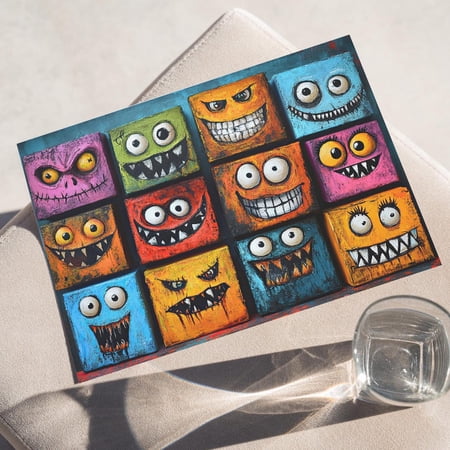 Colorful Monster Faces Wall Art, Fun Vintage Character Decor, Unframed Paper Print Size 8x12