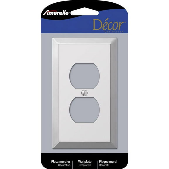1 Pc, Amerelle Century Polished Chrome 1 Gang Stamped Steel Duplex Wall Plate 1 Pk
