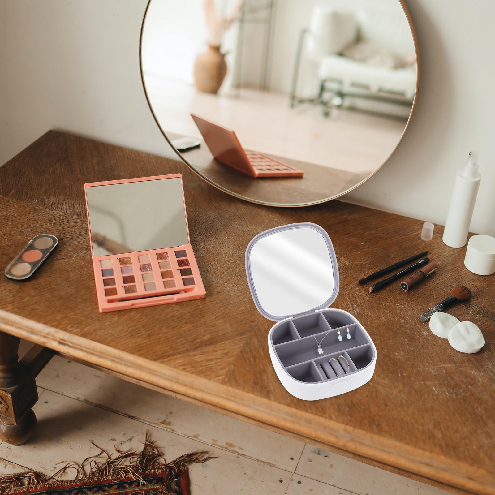 ROMANSENTIAL Portable Jewelry Box Multi-Grid Storage Organizer for ...