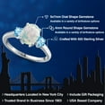 thumbnail image 2 of Gem Stone King 925 Sterling Silver Simulated White Opal and Swiss Blue Topaz Engagement Ring for Women | 1.71 Cttw | Oval Cabochon 9X7MM | Gemstone October Birthstone | Size 6, 2 of 6