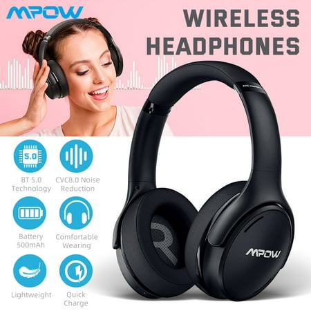 Mpow H19 IPO Active Noise Cancelling Headphones Bluetooth 5.0 Wireless Headphones with CVC 8.0 Mic Black