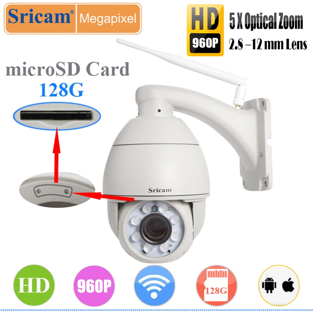 Sricam PTZ Outdoor Pan/Tilt Network CCTV Dome Camera P2P Wifi IP Webcam IR-Cut 