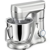 HOWORK Electric Stand Mixer, 5QT Multifunctional with Dough Hook, Wire Whip & Beater, Silver