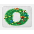 thumbnail image 1 of Christmas Alphabet Bath Mat, Letter O Ornamented with Ribbons Baubles Stars Leaves of Fir Tree Print, Plush Bathroom Decor Mat with Non Slip Backing, 29.5" X 17.5", White Green, by Ambesonne, 1 of 2
