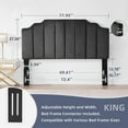 thumbnail image 2 of King Upholstered Headboard, Velvet Head Board, Tufted King Headboard only, Elegantly Curved Headboards only, Modern Vertical Channel Design Bed Head Board, Dark Gray, 2 of 7