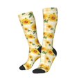 thumbnail image 2 of Bingfone Compression Socks for Women and Men Long Socks for Running Athletic Cycling Nurse-Yellow White Plaid Sunflower, 2 of 8