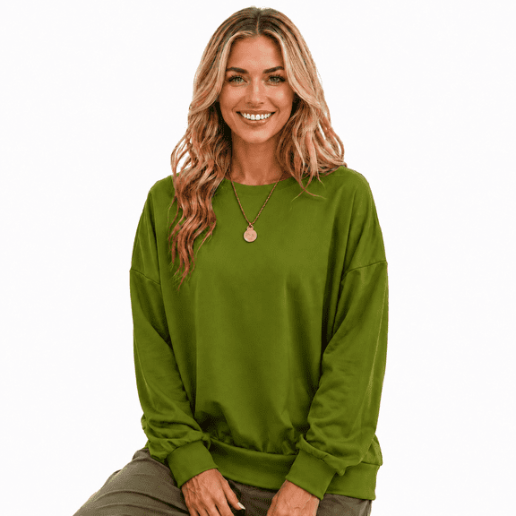 Women's Crewneck Long Sleeve Relaxed Fit Pullover Sweatshirt