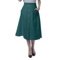 thumbnail image 1 of Moomaya Womens Below Knee Length A-Line Skirt Front Button Casual Skirt w/ Pockets, 1 of 6