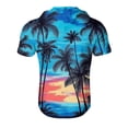 thumbnail image 6 of Men's Casual Hawaiian Print Hooded Zipper Neck Short Sleeve Sweatshirt, Tropical Theme Top for Vacation and Beach,Blue,L, 6 of 7