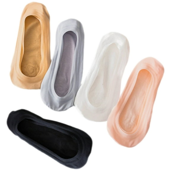 LEORX 5Pairs Invisible Socks for Women No See No Show Cotton Lightweight Non Slip for Pumps Ballerinas