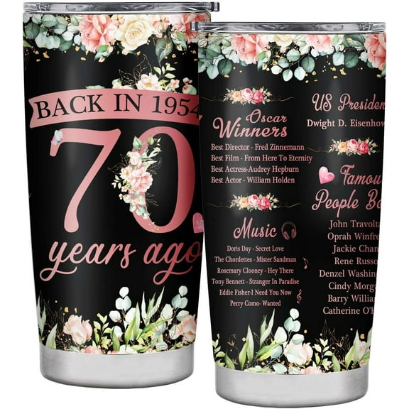 70th Birthday Gifts for Women Tumbler,Gifts for 70 Year Old Woman,70th Birthday Decorations,70th Birthday Gifts,1954 Birthday Gifts for Women,Her,Sister,Friends,Coffee Tumbler 20oz